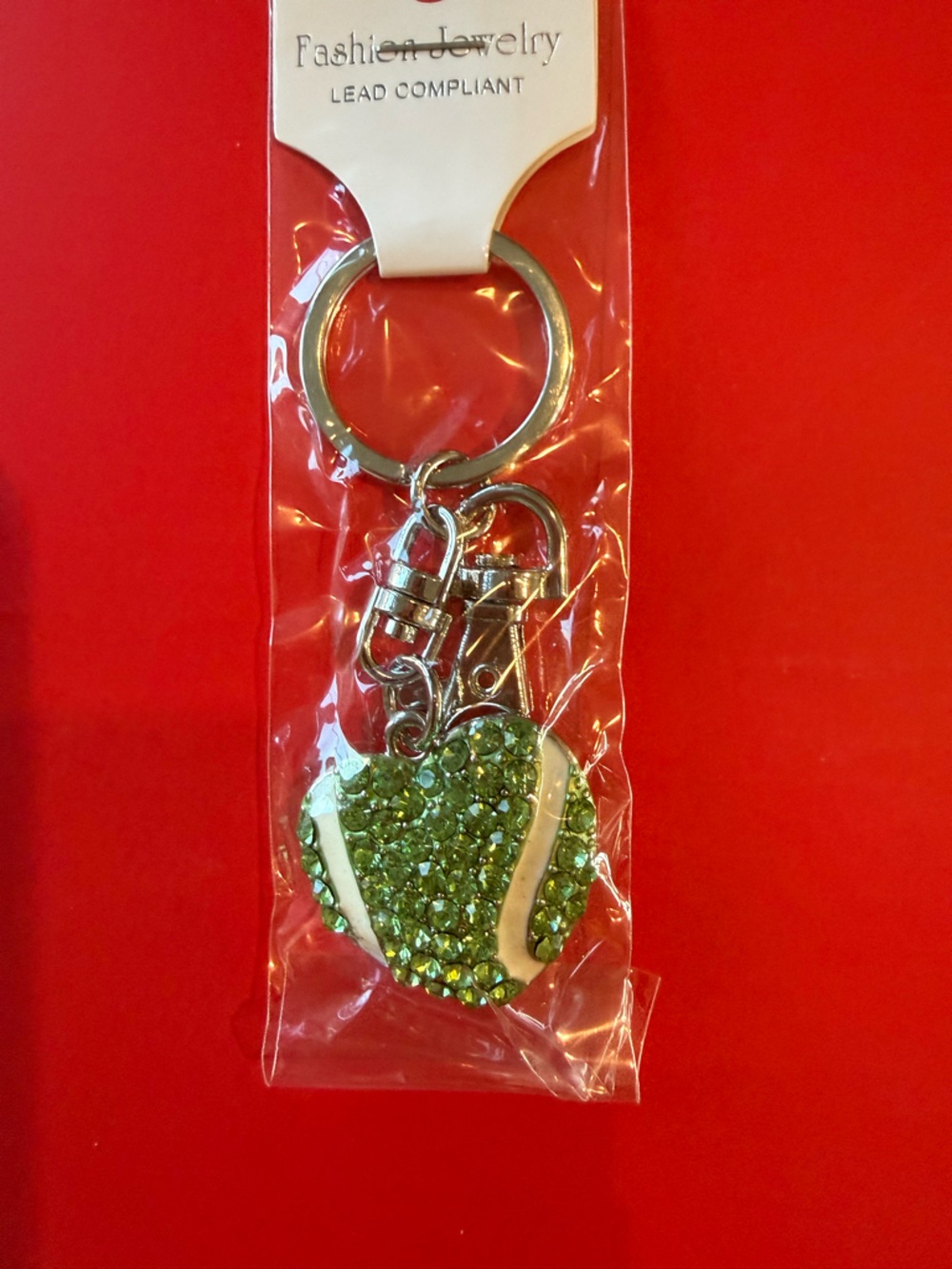 Green Crystal Heart Keychain